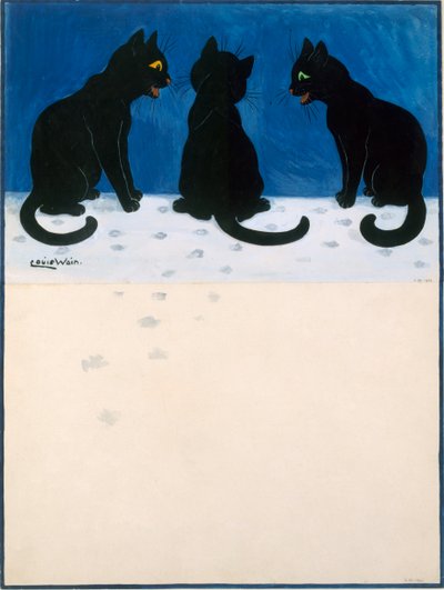 Gatti neri nella neve da Louis Wain